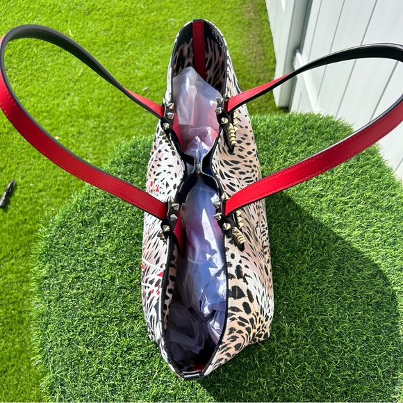 CHRISTIAN LOUBOUTIN CABATA GIGI PRINT CANVAS TOTE BAG LARGE SIGNATURE LOGO NEW - Picture 8 of 16